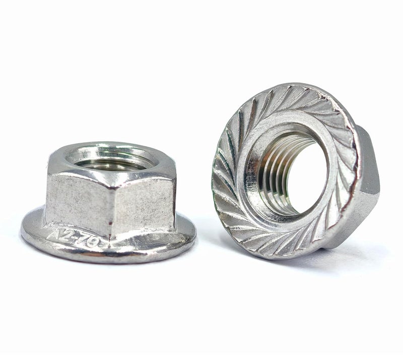 heyday M10x1 Serrated Flange Hex Lock Nuts 10 Pcs 304 Stainless Steel 18-8, Full Thread, Hex Drive, Bright Finish - Image 1